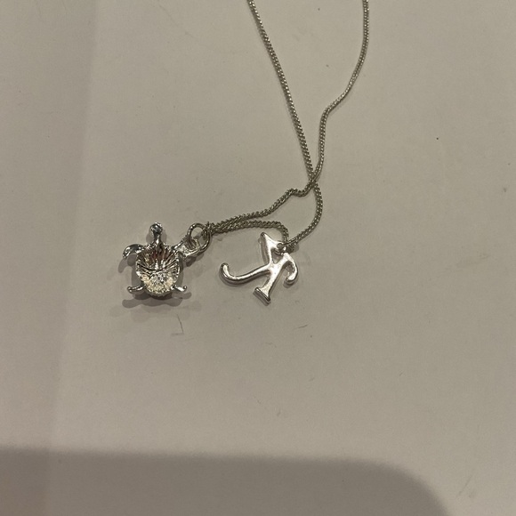 Silver Turtle & Letter “K”  Pendant Necklace - Picture 3 of 3